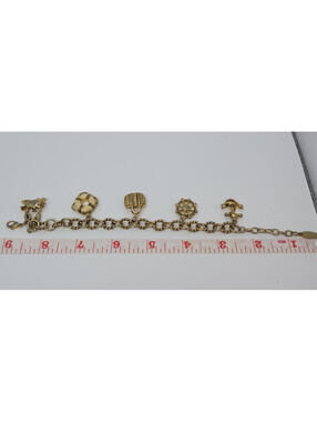 Vintage Nautical Charm Bracelet with Anchor and Life Preserver Charms